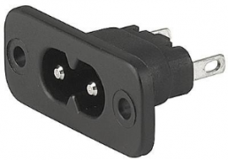 Plug C8, 2 pole, screw mounting, solder connection, black, 6160.0047