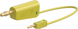 Measuring lead with (2 mm lamella plug, straight) to (4 mm lamella plug, straight), 0.15 m, green/yellow, PVC, 0.5 mm²