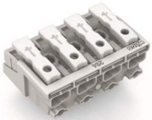 Mains connection terminal, 4 pole, 0.5-2.5 mm², clamping points: 25, white, push-in wire connection, 24 A