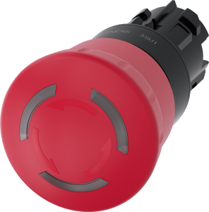 Emergency stop, rotary release, mounting Ø  22.3 mm, illuminated, red, 3SU1001-1HB20-0AA0