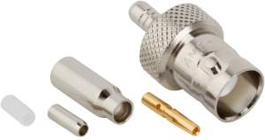 BNC socket 50 Ω, RG-174, RG-188, RG-316, LMR-100A, Belden 7805A, RG-174LL, crimp connection, straight, 031-317