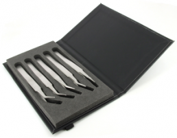 ESD SMD tweezers kit (5 tweezers), uninsulated, antimagnetic, stainless steel, K5SMDF