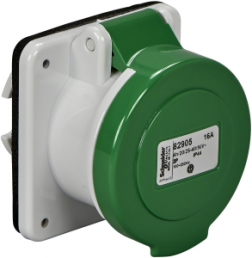 CEE surface-mounted socket, 2 pole, 16 A/20-25 V, green, 4 h, IP44, 82905