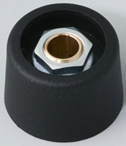 Rotary knob, 6.35 mm, plastic, black, Ø 23 mm, H 16 mm, A3123639
