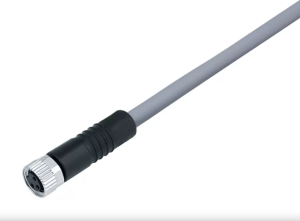 Sensor actuator cable, M8-cable socket, straight to open end, 3 pole, 2 m, PVC, gray, 4 A, 79 3406 42 03