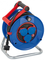Cable reel, 3-way, 25 m, blue, 1218900