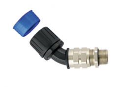 45° hose fitting, M20, 17 mm, polyamide/brass, nickel-plated/TPE, IP66/IP67/IP68/IP69K, black, (L) 100 mm