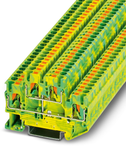 Protective conductor double level terminal, push-in connection, 0.14-4.0 mm², 4 pole, 6 kV, yellow/green, 3210596