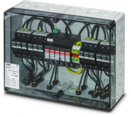 Switchgear combination, 1000 VDC for connection of 2x 3 strings, (H x W x D) 254 x 361 x 111 mm, IP65, polycarbonate, gray, 1042281