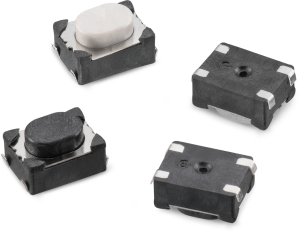 Short-stroke pushbutton, Form A (N/O), 50 mA/12 VDC, unlit , actuator (black), 160 g, J-hook