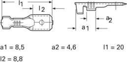Faston plug, 6.3 x 0.8 mm, L 20 mm, uninsulated, straight, 1.5-2.5 mm², AWG 16-14, 45259.123.011