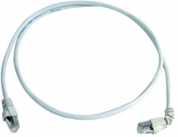 Patch cable, RJ45 plug, straight to RJ45 plug, angled, Cat 6A, S/FTP, PVC, 10 m, white