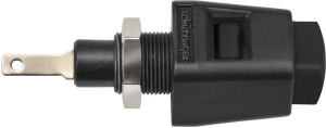 Quick pressure clamp, black, 30 VAC/60 VDC, 5 A, faston plug, nickel-plated, ESD 6554 / SW