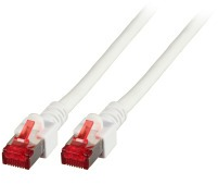 Patch cable, RJ45 plug, straight to RJ45 plug, straight, Cat 6, S/FTP, LSZH, 0.15 m, white