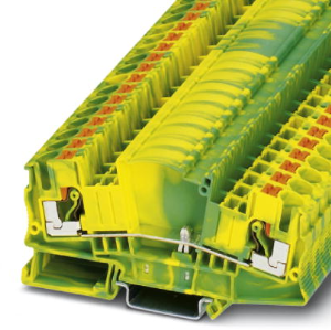 Protective conductor terminal, push-in connection, 0.5-10 mm², 2 pole, 6 kV, yellow/green, 3212196