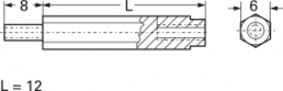 Hexagon spacer bolt, External/Internal Thread, M3/M3, 12 mm, polyamide