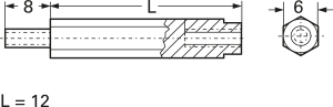 Hexagonal spacer bolt, External/Internal Thread, M4/M4, 12 mm, polyamide