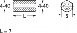 Hexagonal spacer bolt, Internal/Internal Thread, UNC4-40/UNC/4-40, 7 mm, brass