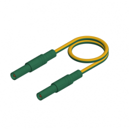Measuring lead with (4 mm plug, spring-loaded, straight) to (4 mm plug, spring-loaded, straight), 0.25 m, green/yellow, PVC, 2.5 mm², CAT III
