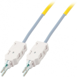 Connection cable, LSA plug, straight to LSA plug, straight, 1 m, gray