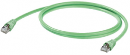 System cable, RJ45 plug, straight to RJ45 plug, straight, Cat 6A, S/FTP, PUR, 0.3 m, green