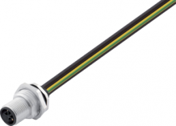 Sensor actuator cable, M12-flange plug, straight to open end, 3 pole + PE, 0.2 m, 12 A, 09 0691 121 04