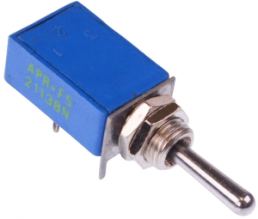 Toggle switch, metal, 1 pole, latching/groping, On-Off-(On), 2 A/250 VAC, 4 A/125 VAC, 4 A/30 VDC, silver-plated, 21138NA