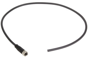 Sensor actuator cable, M8-cable socket, straight to open end, 4 pole, 0.5 m, PUR, black, 21348100489005