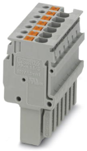 Plug, push-in connection, 0.14-1.5 mm², 7 pole, 17.5 A, 6 kV, gray, 3212565