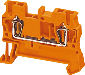 Terminal block, 2 pole, 0.2-2.5 mm², clamping points: 2, orange, spring balancer connection, 24 A