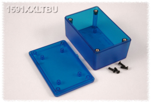 ABS enclosure, (L x W x H) 86 x 56 x 36 mm, blue/transparent, IP54, 1591XXLTBU