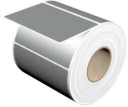 Polyester Label, (L x W) 89 x 60 mm, silver, Roll with 1000 pcs