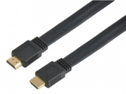 HDMI 2.0 flat cable, HDMI plug to HDMI plug, 0.5 m, black