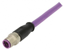 Sensor actuator cable, M12-cable plug, straight to M12-cable socket, straight, 4 pole, 0.3 m, TPE, purple, 21348889487003