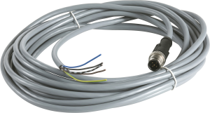 Sensor actuator cable, M12-cable plug, straight to open end, 5 pole, 5 m, PVC, black, 3 A, XZCPV1564L5