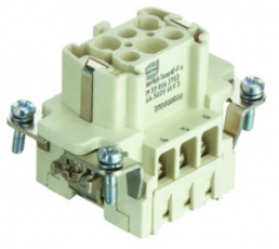 Socket contact insert, 6B, 6 pole, equipped, screw connection, with PE contact, 09338062703