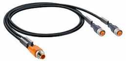 Sensor actuator cable, M12-cable plug, straight to M12-cable socket, straight, 4 pole, 0.3 m, PUR, orange, 4 A, 11049