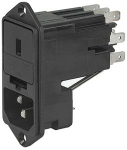 Combination element C14, 3 pole, screw mounting, plug-in connection, black, KE10.6100.151