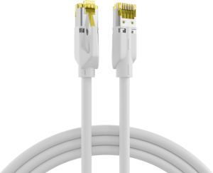 Patch cable, RJ45 plug, straight to RJ45 plug, straight, Cat 6A, S/FTP, LSZH, 0.25 m, white