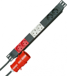Outlet strip, 6-way, 2 m, 16 A, gray/red/black, 930105013