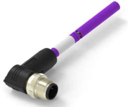 Sensor actuator cable, M12-cable plug, angled to open end, 2 pole, 0.5 m, PUR, purple, 4 A, TAB62246501-001