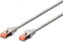 Patch cable, RJ45 plug, straight to RJ45 plug, straight, Cat 6, S/FTP, LSZH, 1 m, gray