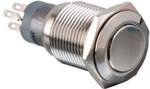 Pushbutton switch, 2 pole, silver, unlit , 3 A/250 V, mounting Ø 16.2 mm, IP40, MP0045/1E0NN000