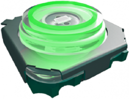 Short-stroke pushbutton, 1 Form A (N/O), 50 mA/28 V, illuminated, green, actuator (transparent), 4 N, SMD