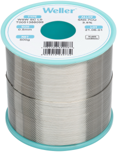 Solder wire, lead-free, SC (Sn0.7Cu3.5%), Ø 0.5 mm, 500 g