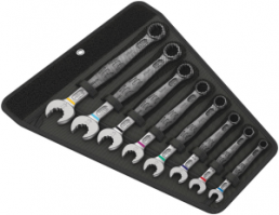 Open-end ratchet wrench kit, 8 pieces with bag, 5/16", 3/8", 7/16", 1/2", 9/16", 5/8", 11/16", 3/4", 15°, 297 mm, 962 g, Chrome molybdenum steel, 05020241001