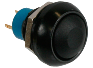 Push button, 1 pole, black, unlit , 5 A/28 VDC, mounting Ø 13.6 mm, IP67, IPR3SAD2
