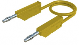 Measuring lead with (4 mm plug, spring-loaded, straight) to (4 mm plug, spring-loaded, straight), 1 m, yellow, silicone, 1.0 mm², CAT O