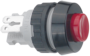 Pushbutton, 1 pole, red, unlit , 0.7 A/250 V, mounting Ø 15.2 mm, IP40/IP65, 1.10.001.011/0301