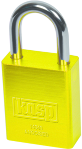 Padlock, level 7, shackle (H) 25 mm, gold-yellow, aluminum/steel, (B) 38 mm, K14040GOLD